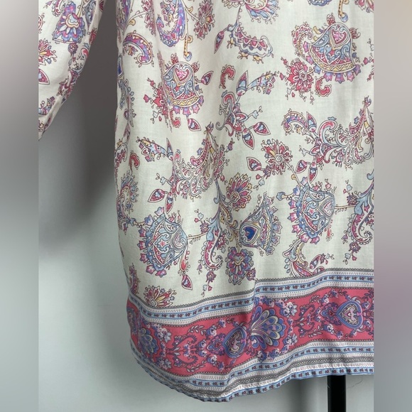 Adrienne Vittadini Multicolor Paisley Floral 3/4 Sleeve Boho Blouse - Picture 3 of 7